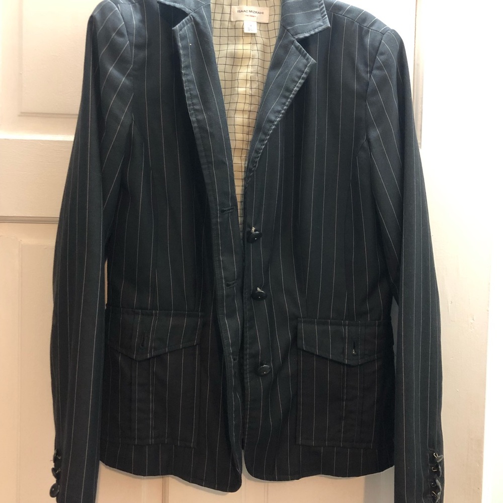 Isaac Mizrahi Womans Pinstripe Blazer Jacket